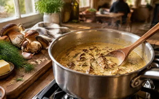 Как приготовить сливочный соус из белых грибов к мясу и пасте