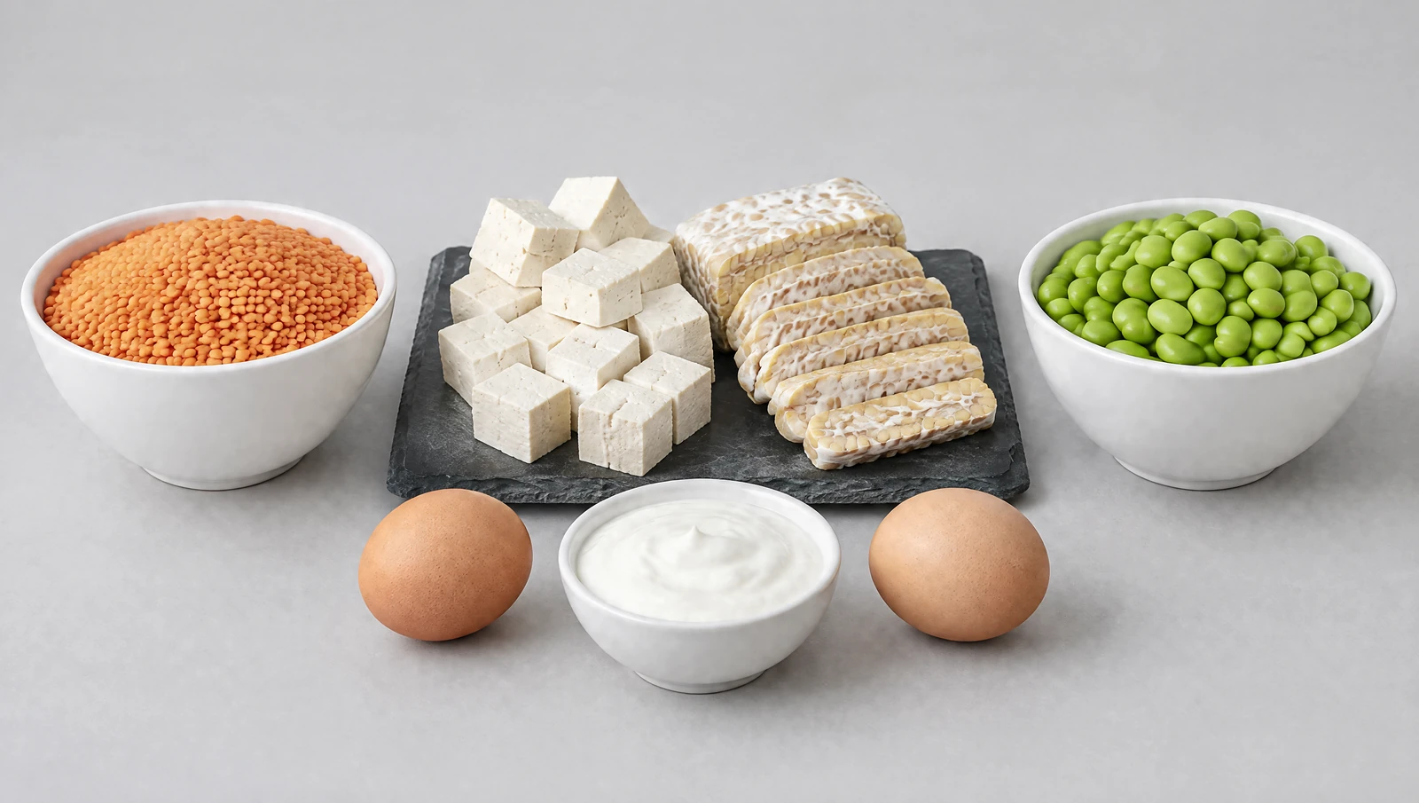 Тофу, темпе, чечевица, эдамаме, яйца и йогурт — продукты, содержащие белок